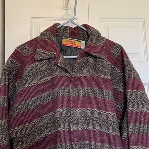 VTG Women’s XL Southern Exposure tapestry carpet coat woven car length burgundy